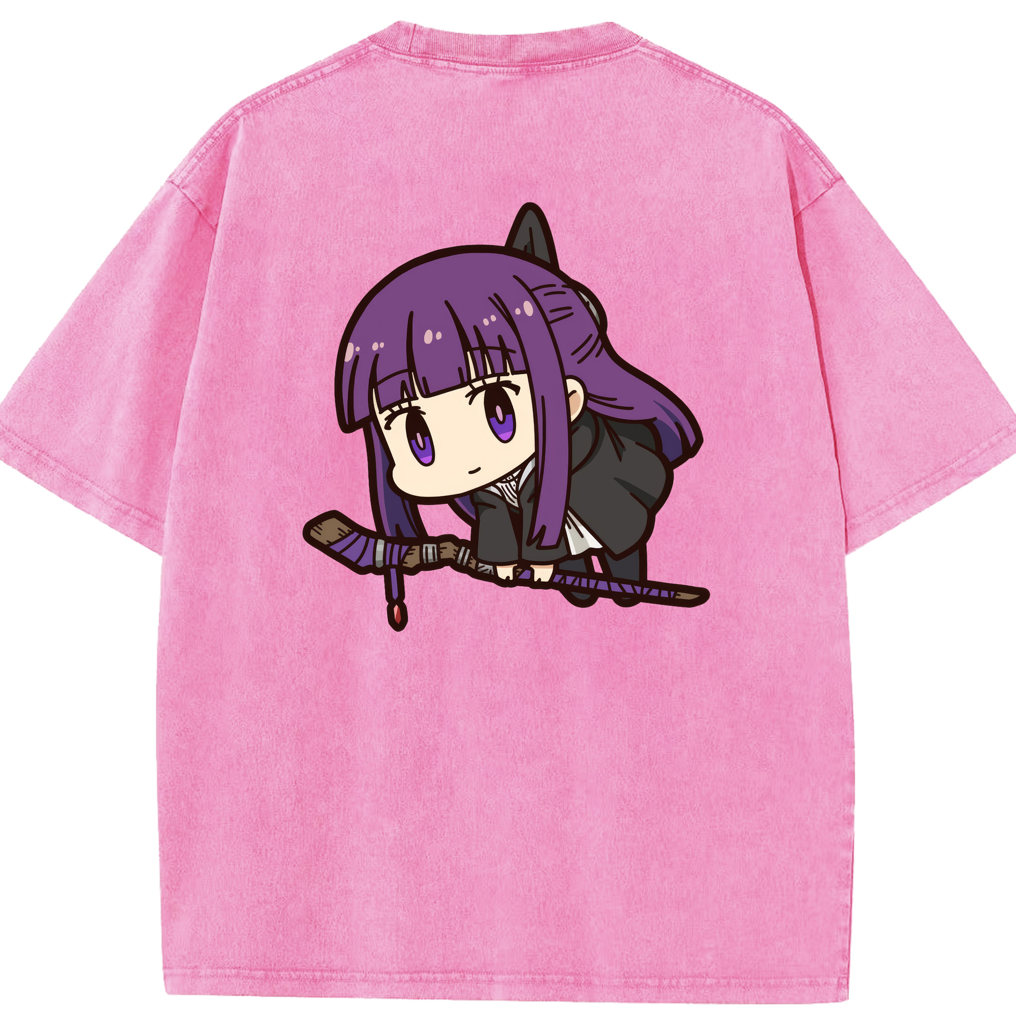 （画像用） 葬送のフリーレン Frieren 綿100% ヴィンテージ風 半袖Tシャツ（背面プリント）